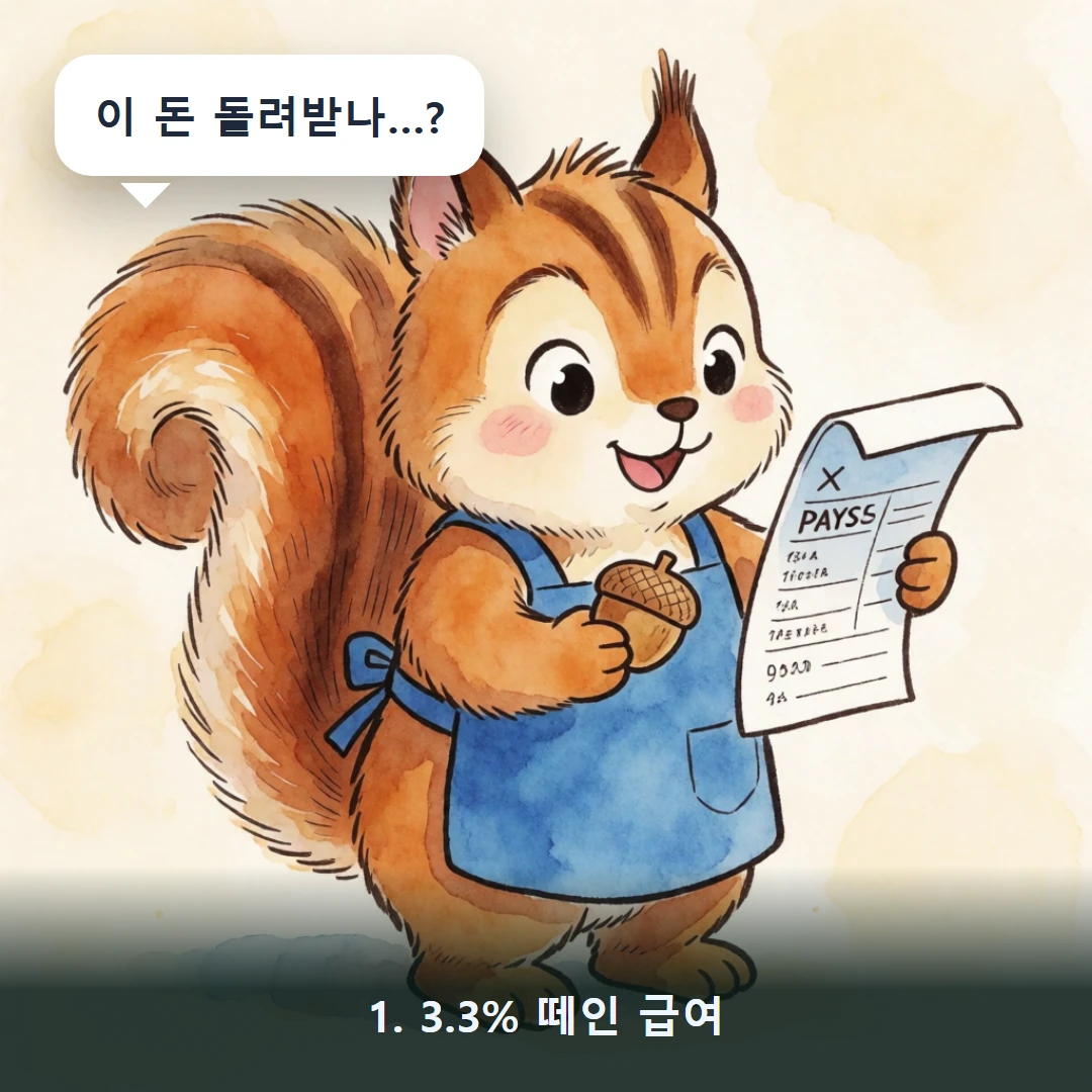 웹툰 1컷 — 1. 3.3% 떼인 급여 (이 돈 돌려받나…?)