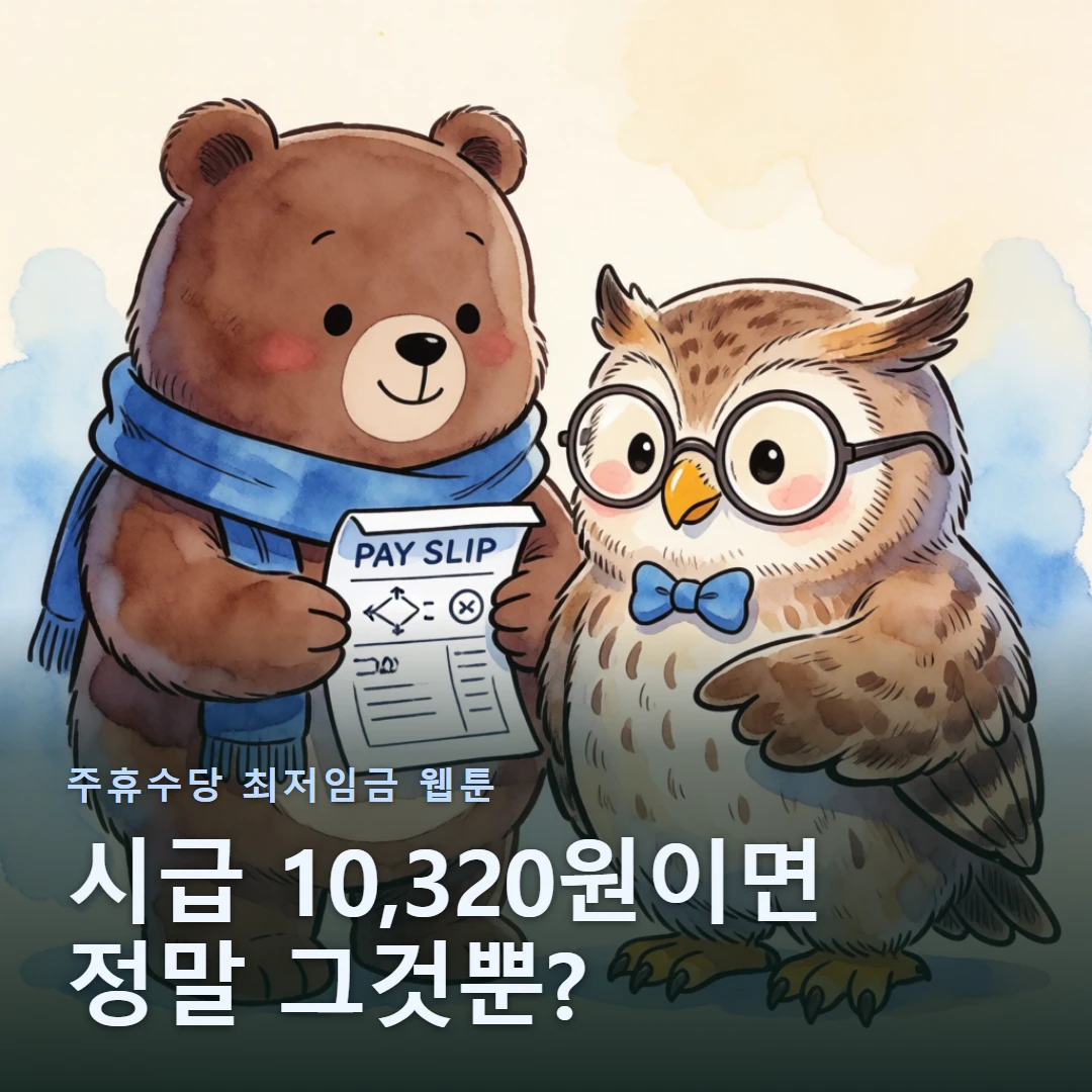 주휴수당 최저임금 웹툰 표지 — 시급 10,320원이면 정말 그것뿐?