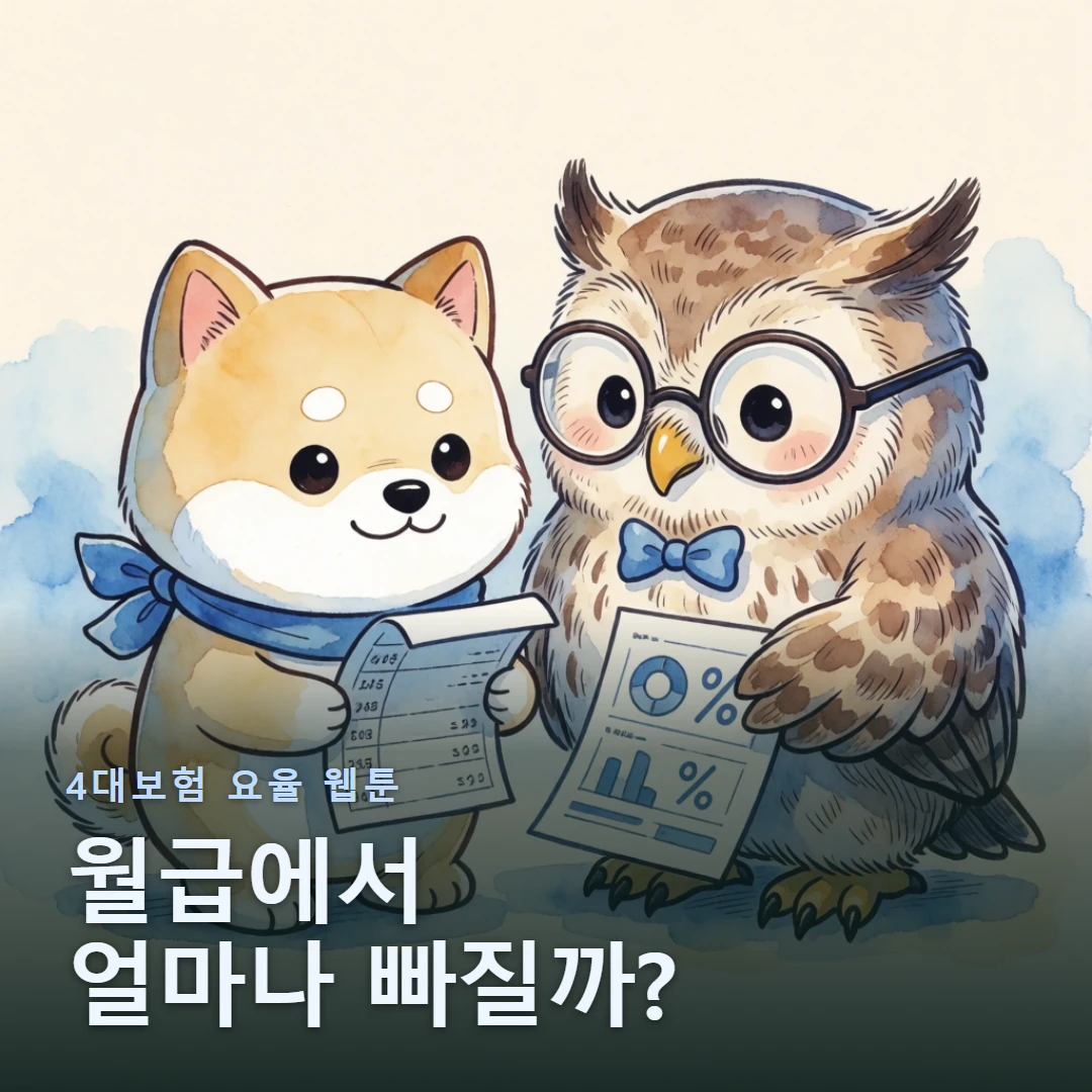 4대보험 요율 웹툰 표지 — 월급에서 얼마나 빠질까?