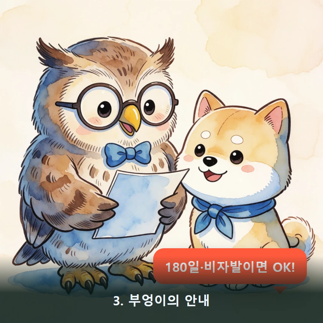 웹툰 3컷 — 3. 부엉이의 안내 (180일·비자발이면 OK!)