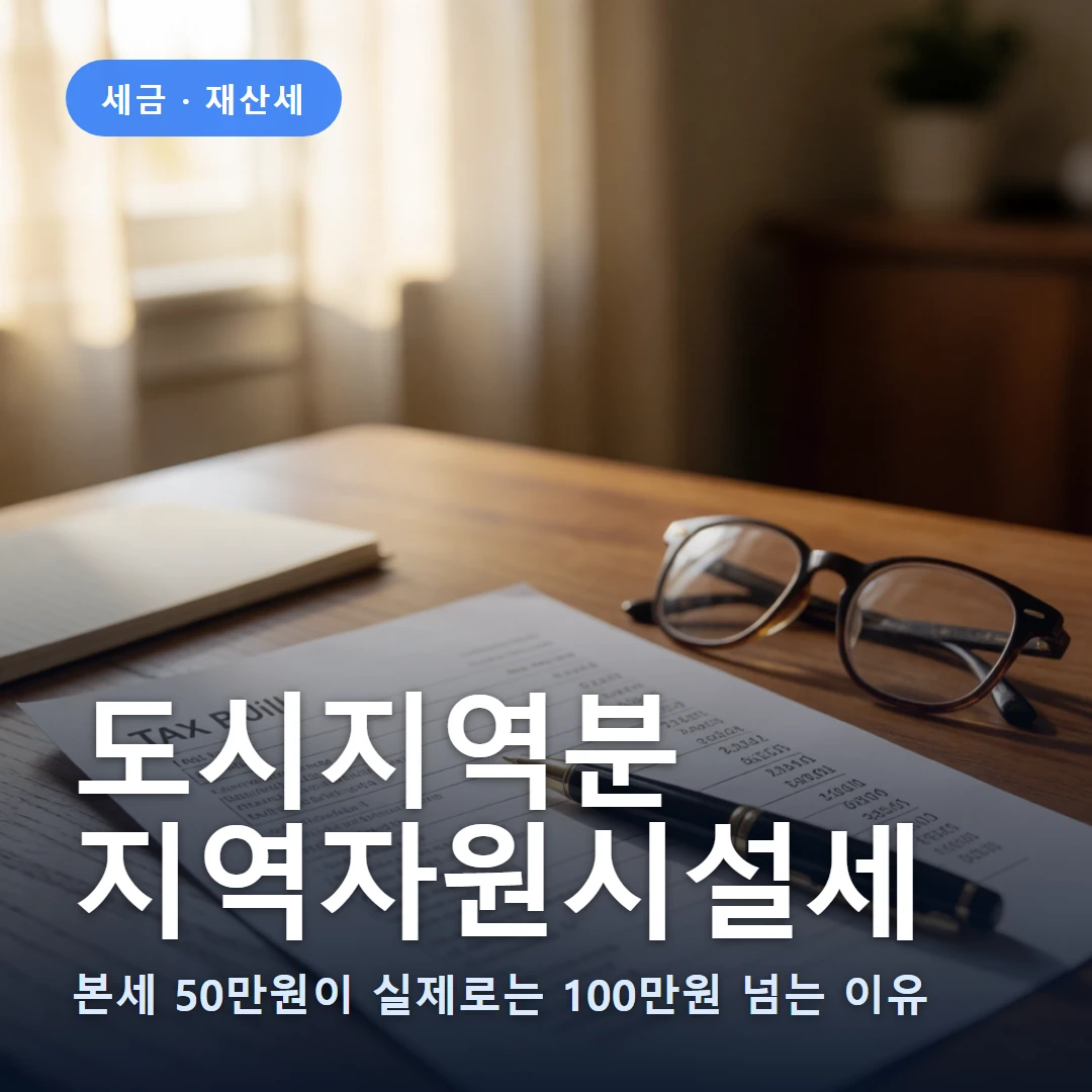 재산세 부가세목 요약 표지 — 본세 50만원이 실제로는 100만원 넘는 이유