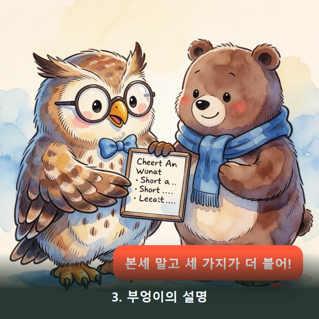 웹툰 3컷 — 3. 부엉이의 설명 (본세 말고 세 가지가 더 붙어!)