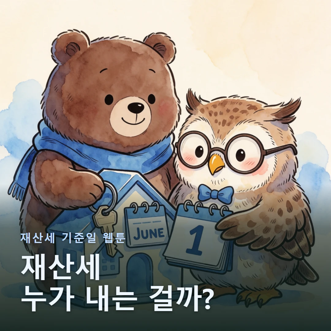 재산세 기준일 웹툰 표지 — 재산세 누가 내는 걸까?