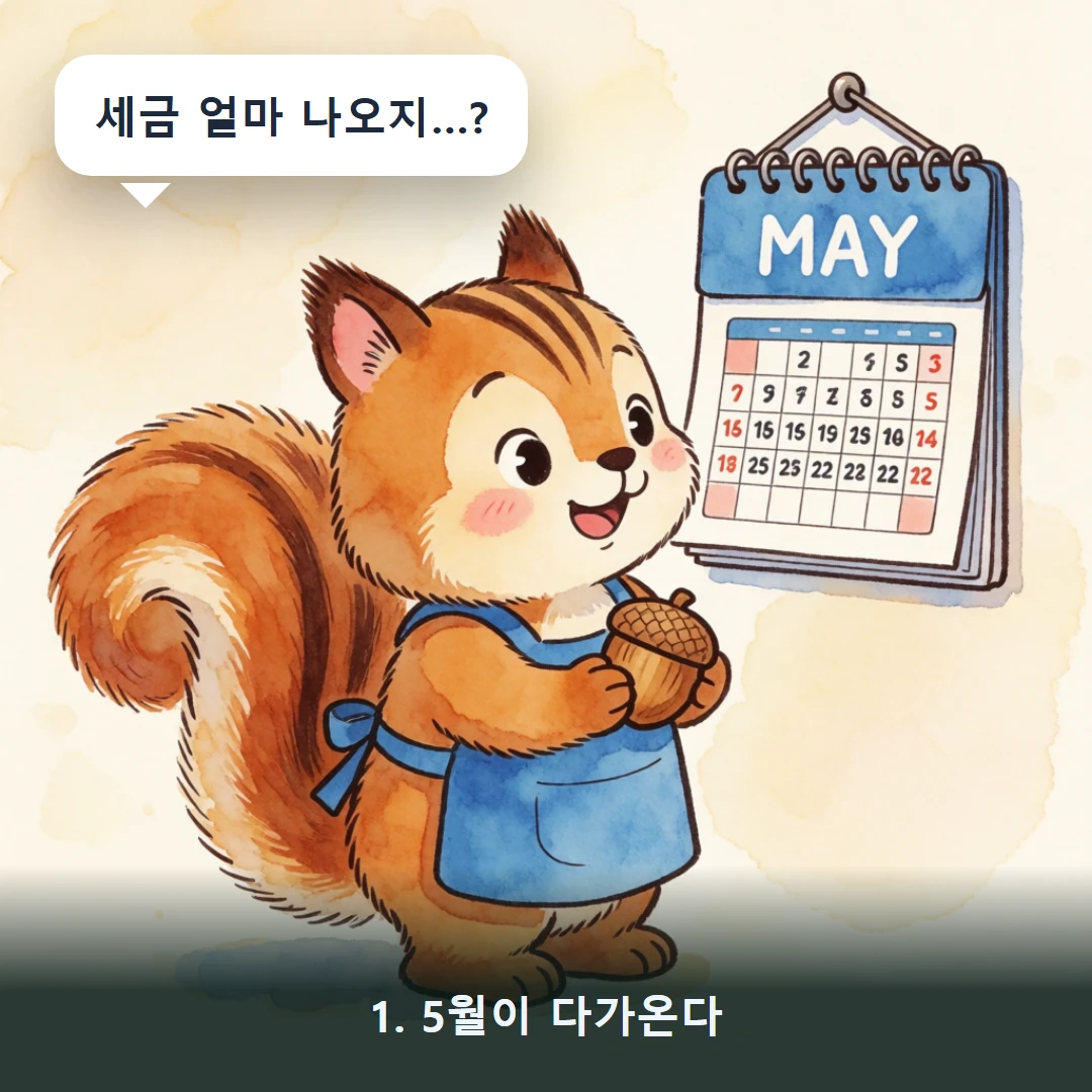 웹툰 1컷 — 1. 5월이 다가온다 (세금 얼마 나오지…?)