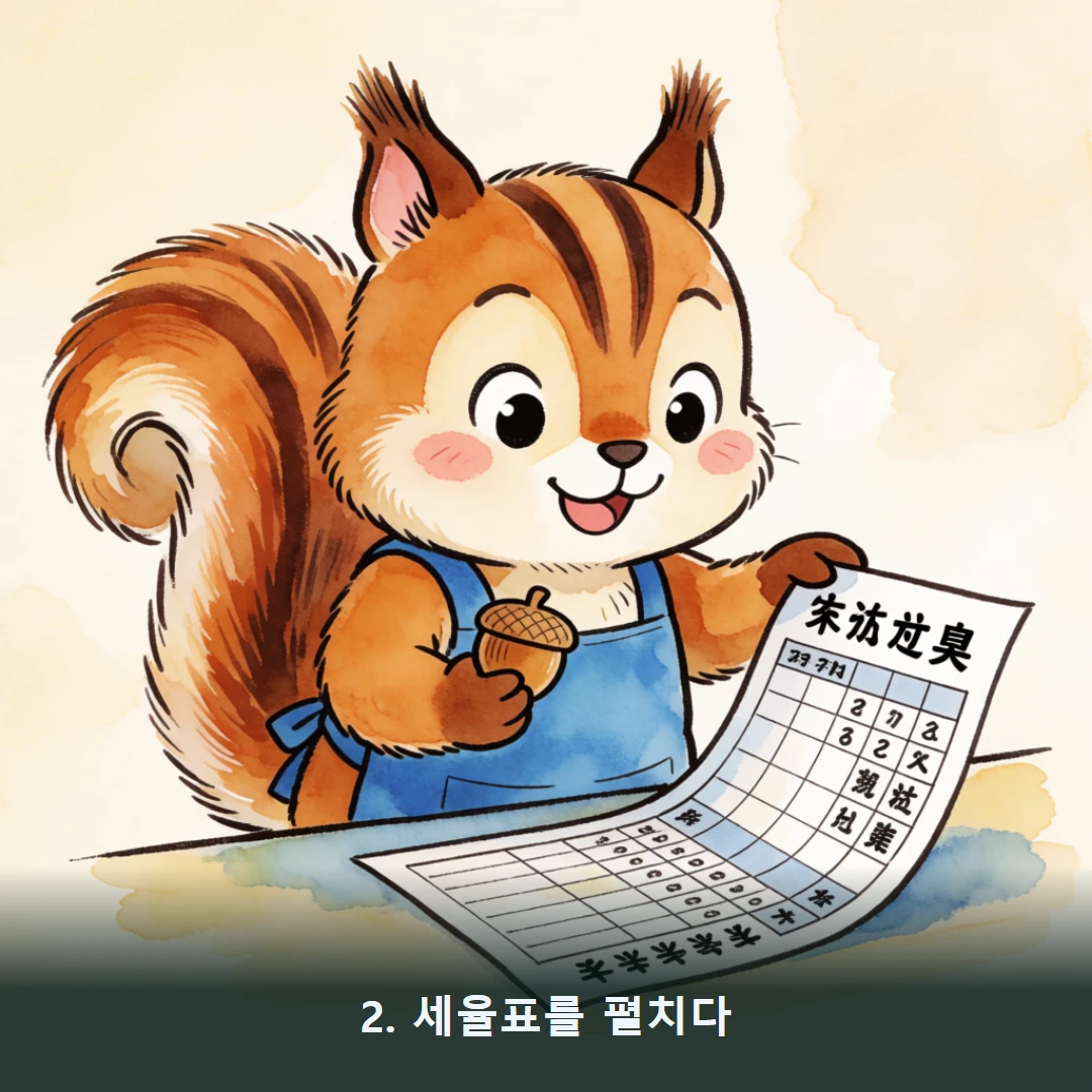 웹툰 2컷 — 2. 세율표를 펼치다