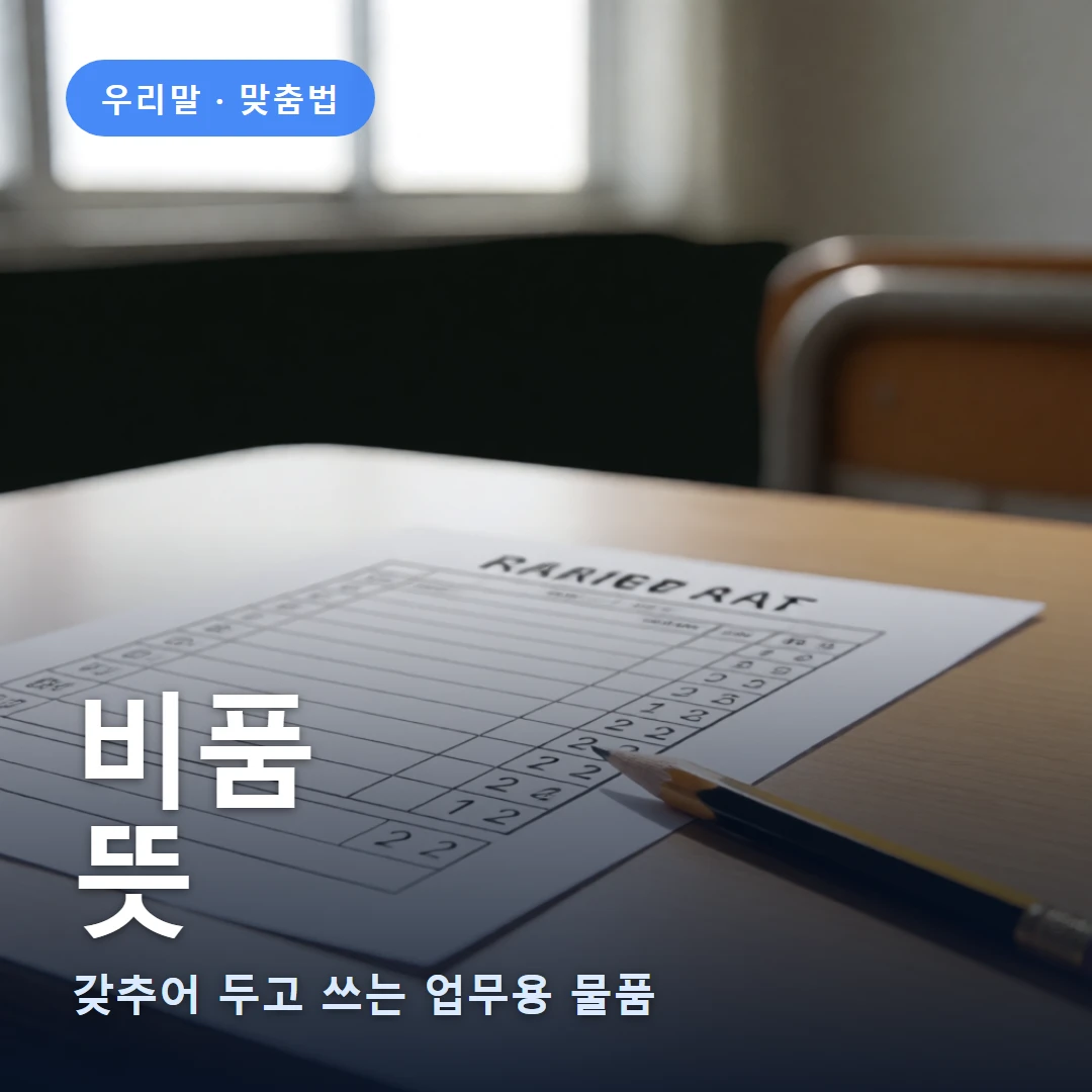 비품 요약 표지 — 갖추어 두고 쓰는 업무용 물품