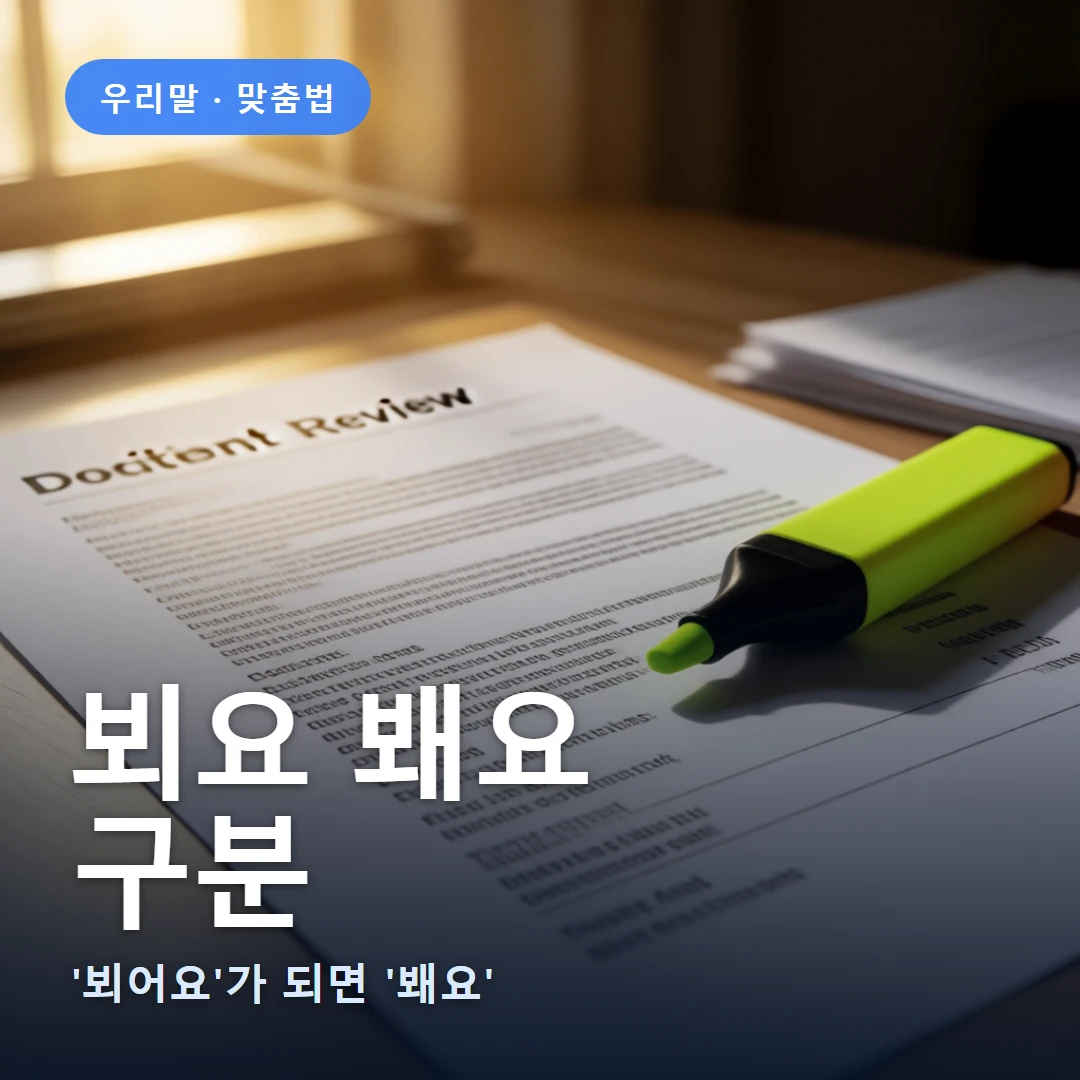 뵈요 봬요 요약 표지 — '뵈어요'가 되면 '봬요'