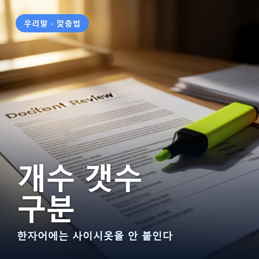 개수 갯수 요약 표지 — 한자어에는 사이시옷을 안 붙인다