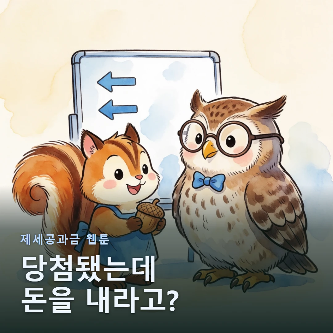 제세공과금 웹툰 표지 — 당첨됐는데 돈을 내라고?