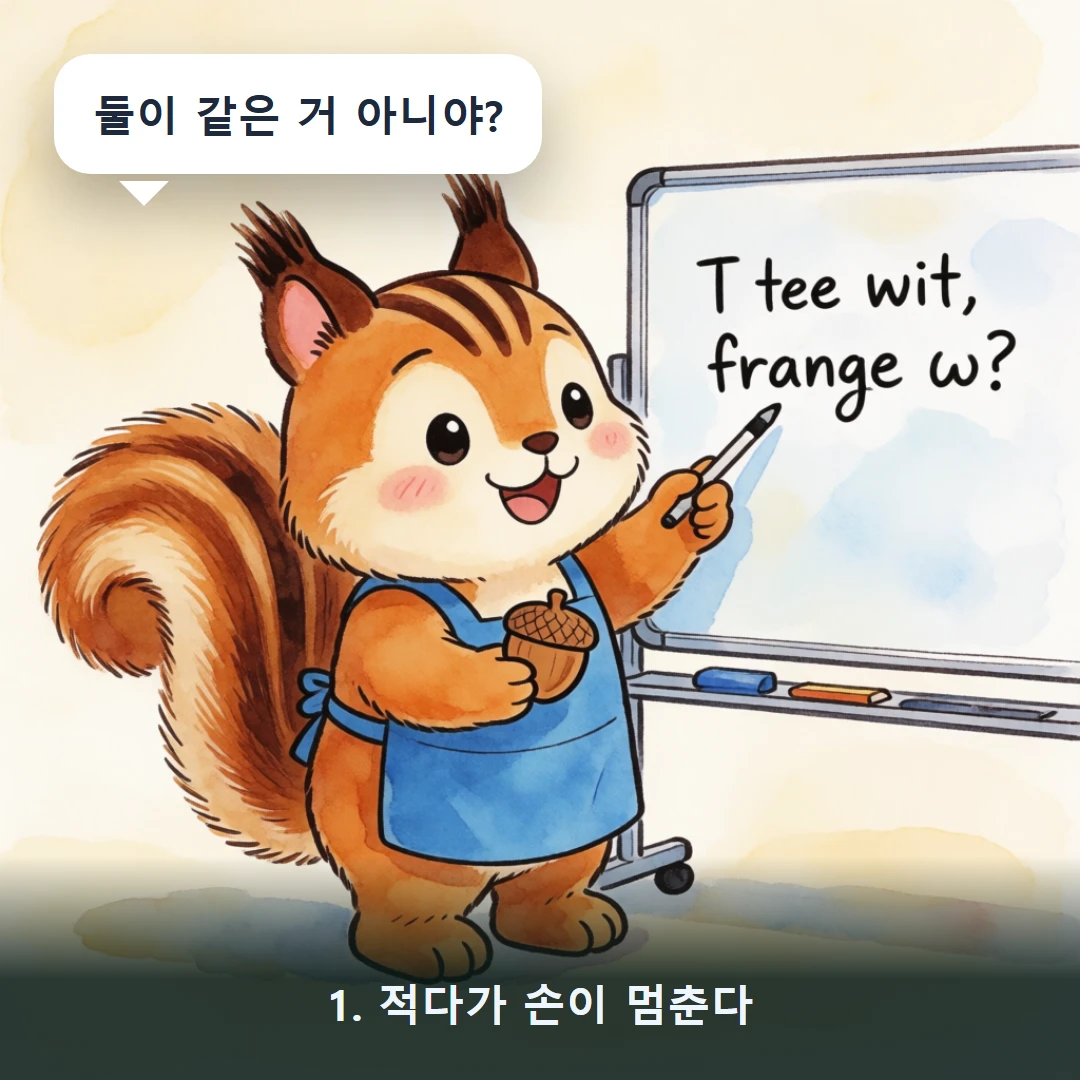 웹툰 1컷 — 1. 적다가 손이 멈춘다 (둘이 같은 거 아니야?)