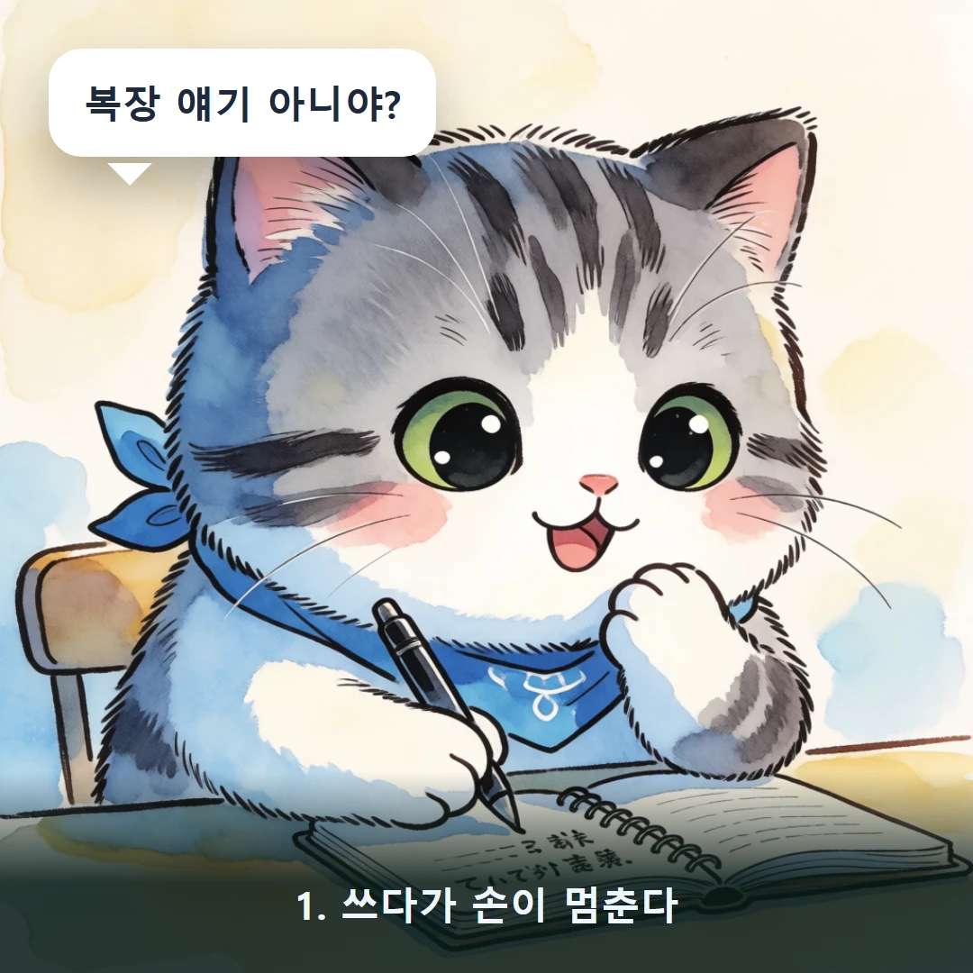 웹툰 1컷 — 1. 쓰다가 손이 멈춘다 (복장 얘기 아니야?)