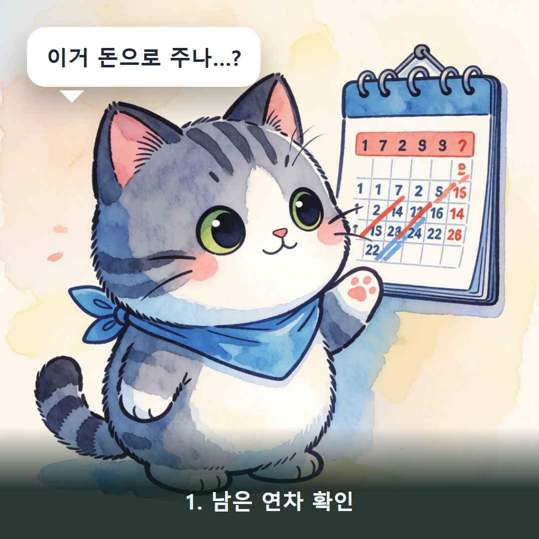 웹툰 1컷 — 1. 남은 연차 확인 (이거 돈으로 주나…?)