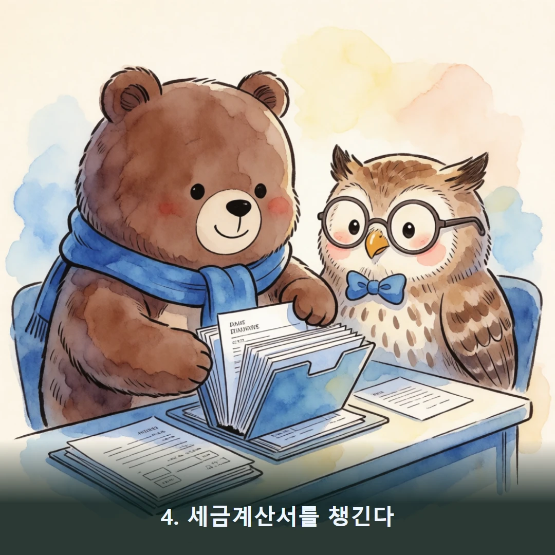웹툰 4컷 — 4. 세금계산서를 챙긴다