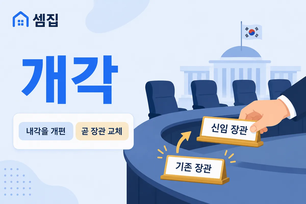 개각 뜻 — 내각을 개편해 장관을 바꾸다