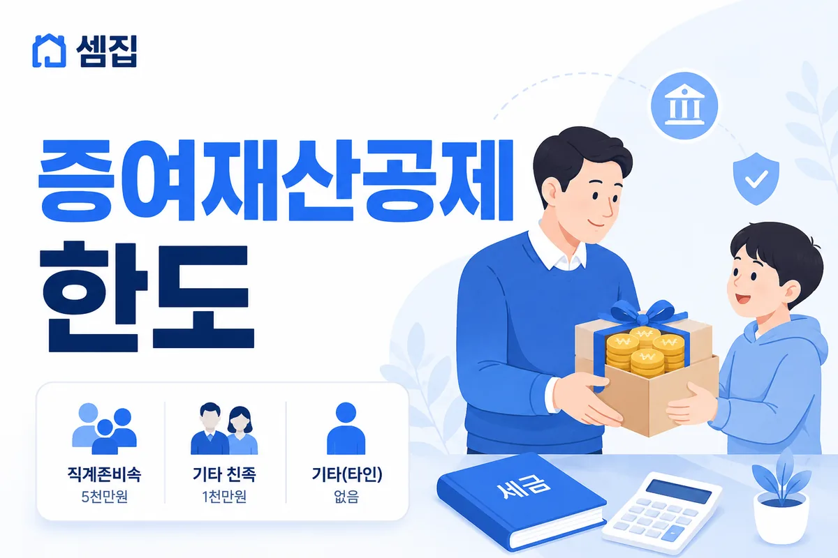 증여재산공제 한도 — 배우자 6억·자녀 5천만