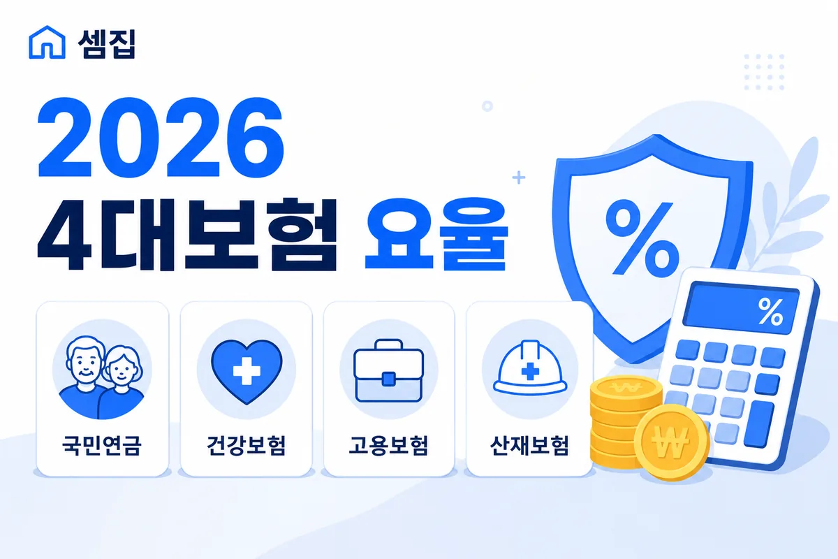2026 4대보험 요율 (국민연금·건강·고용·산재)