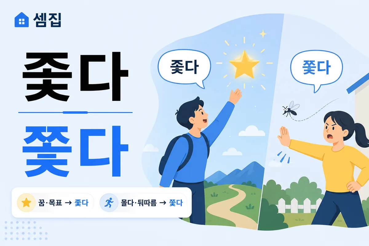 좇다 쫓다 차이 — 꿈은 좇고 모기는 쫓는다